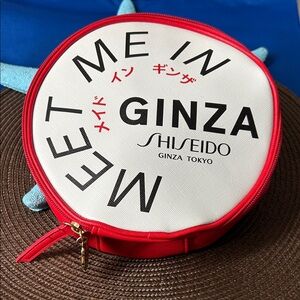 🖤NEW🔺Shiseido MEET ME IN GINZA Red and White Round Pouch